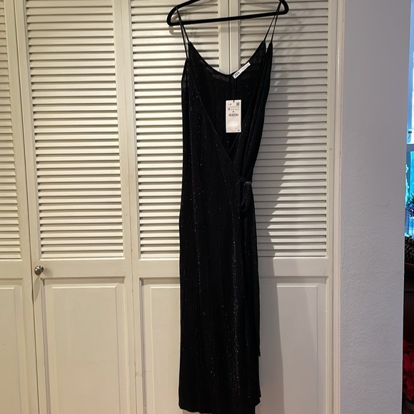 Zara black sparkly knit wrap maxi dress sz M - Picture 3 of 6